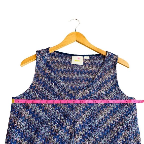 Anthropologie Maeve Drop Waist Zig Zag Swing‎ Dress Size S Dark Blue Multicolor - Picture 10 of 12